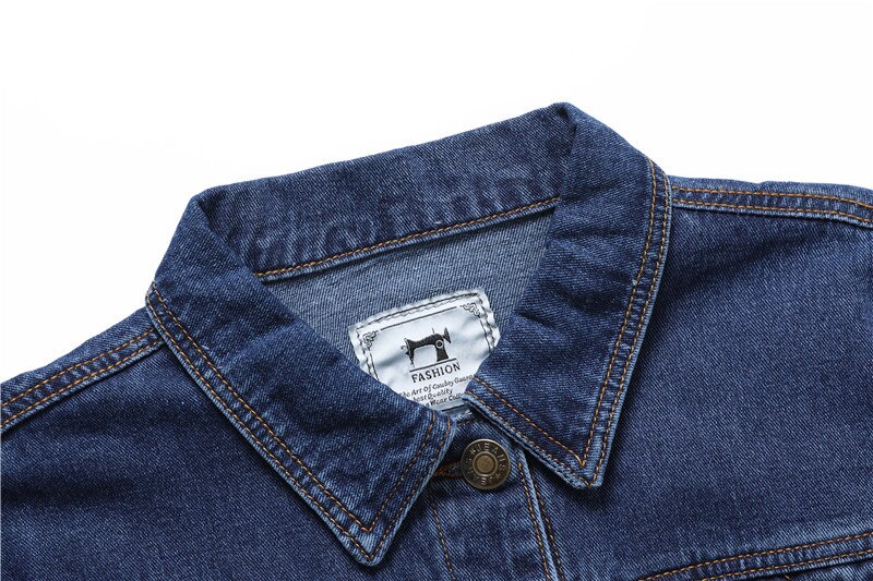 Høst jeansjakke i bomull herre uformelt ensfarget jakkeslag enspent denimjakke herre slank passe herrejakker