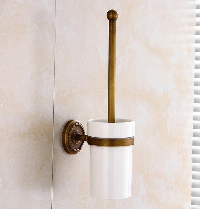 Wc Borstel Houders Keramische Cup Antieke Messing Toiletpot Borstels Home Deco Muur Badkamer Accessoires WC Borstel Houder 9149 K: Antique