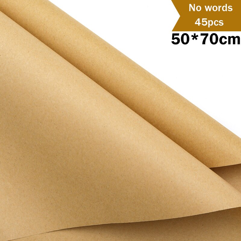 Papel de envoltorio de flores, Material de papel Kraft Retro de periódico inglés, ramo Floral, flor de embalaje: No word 45pcs