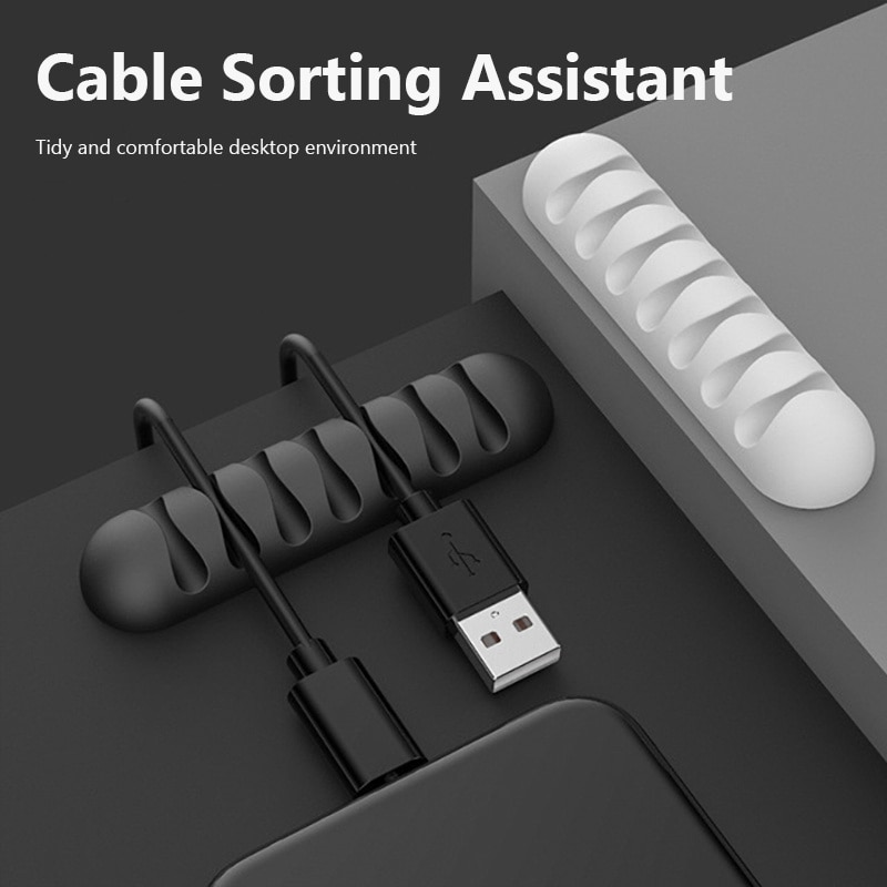 Silicone Cable Organizer USB Cable Winder Flexible Cable Management Clips For Mouse Headphone Earphone Car Cable Holder