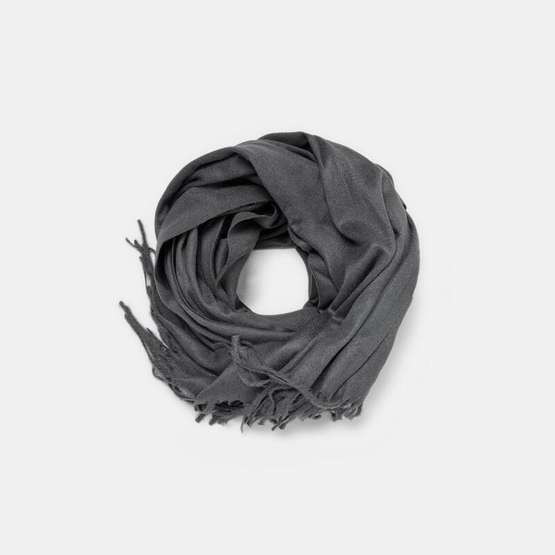 Bufanda de Cachemira de color gris con borlas para mujer, chal de lana lisa, gruesa, cálida, , invierno, novedad