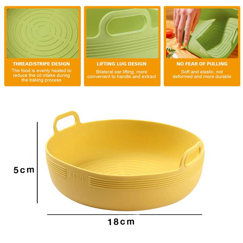 Nuovo cestino in silicone per friggitrice ad aria Vassoio rotondo in silicone per friggitrice ad aria Fodera facile da pulire Piastra per Pizza griglia padella stuoia Accessori per friggitrice ad aria: Grigio chiaro