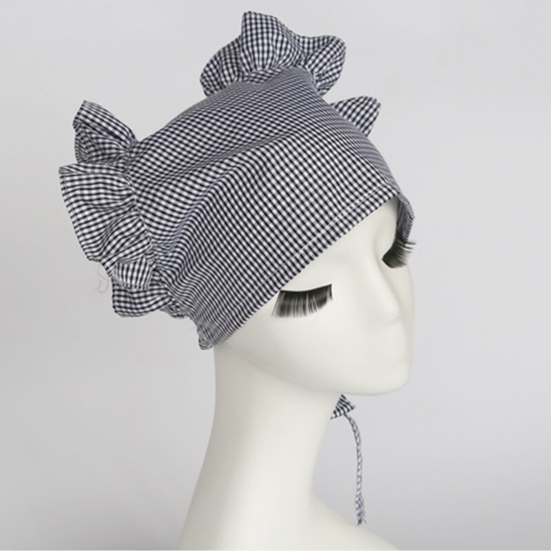 Gorros de cocina para Catering, cafetería, panadería, para cocinar trabajando en restaurante, gorro de Chef, camarera de Hotel, pastelería, gorra de cuadros ajustable: black1