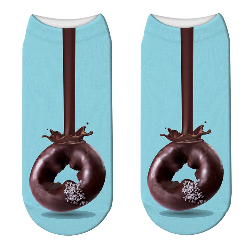 Japanese Women Cute Fruit Food Dessert 3D Print Socks Funny Donut Doughnut Short Socks Cute Happy Funny Cotton Socks Calcetines: 2