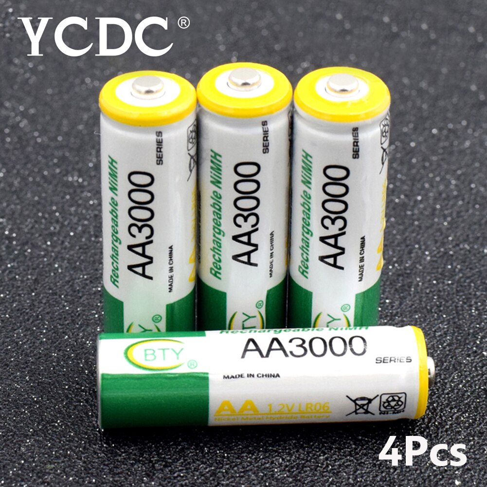 High Power 4 stuks 1.2V Ni-Mh AA 3000mAh Oplaadbare Batterijen 2A Neutrale Batterij Oplaadbare Batterij AAA 1350mAH batterijen: 4pcs AA 3000mah