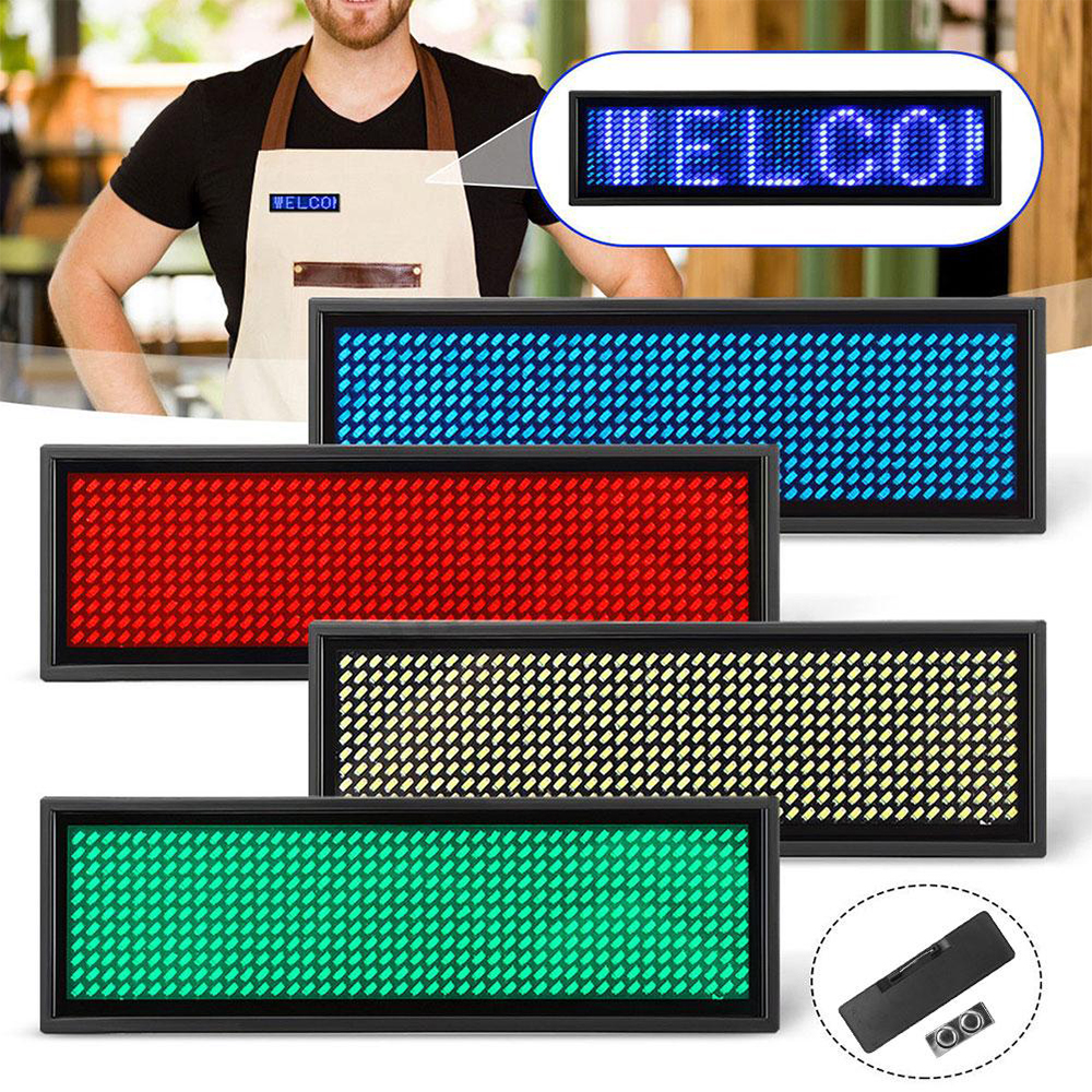 Bluetooth LED Name Badge DIY Programmable Scrolling Message Board Mini LED Display HD Text Digits Pattern Display for Party Shop