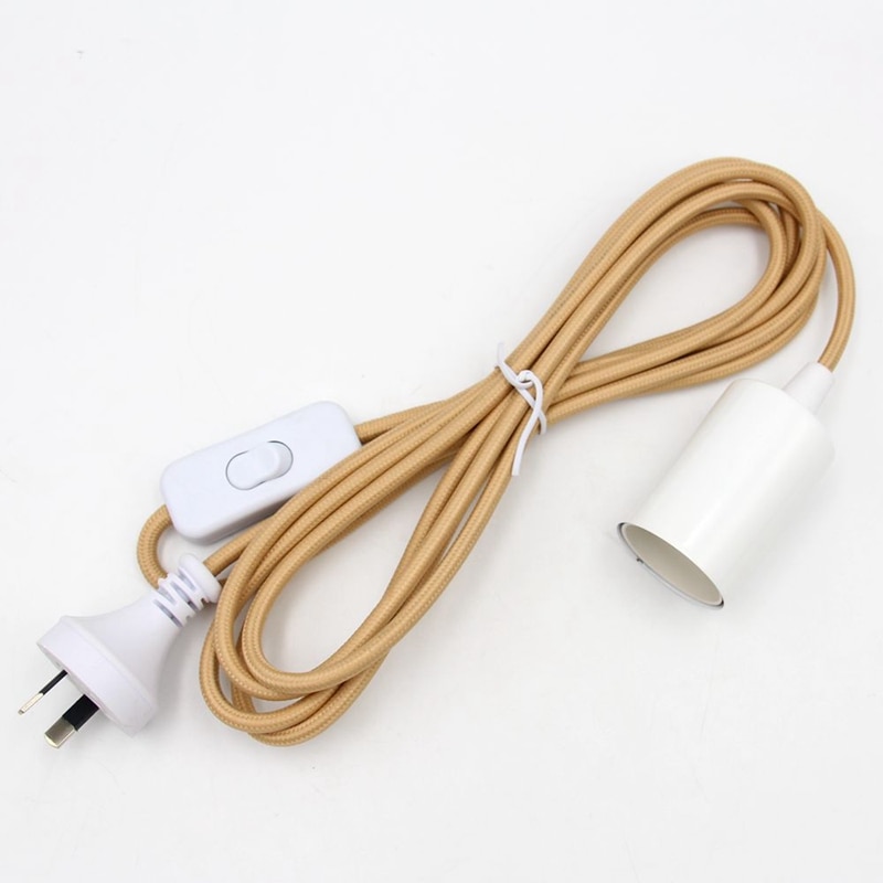 220V-240V 3m Australian Power Cord Fabric Cloth Covered with 2 Prong AU Plug Switch E27 Fittings For Hanging Light Cord Set