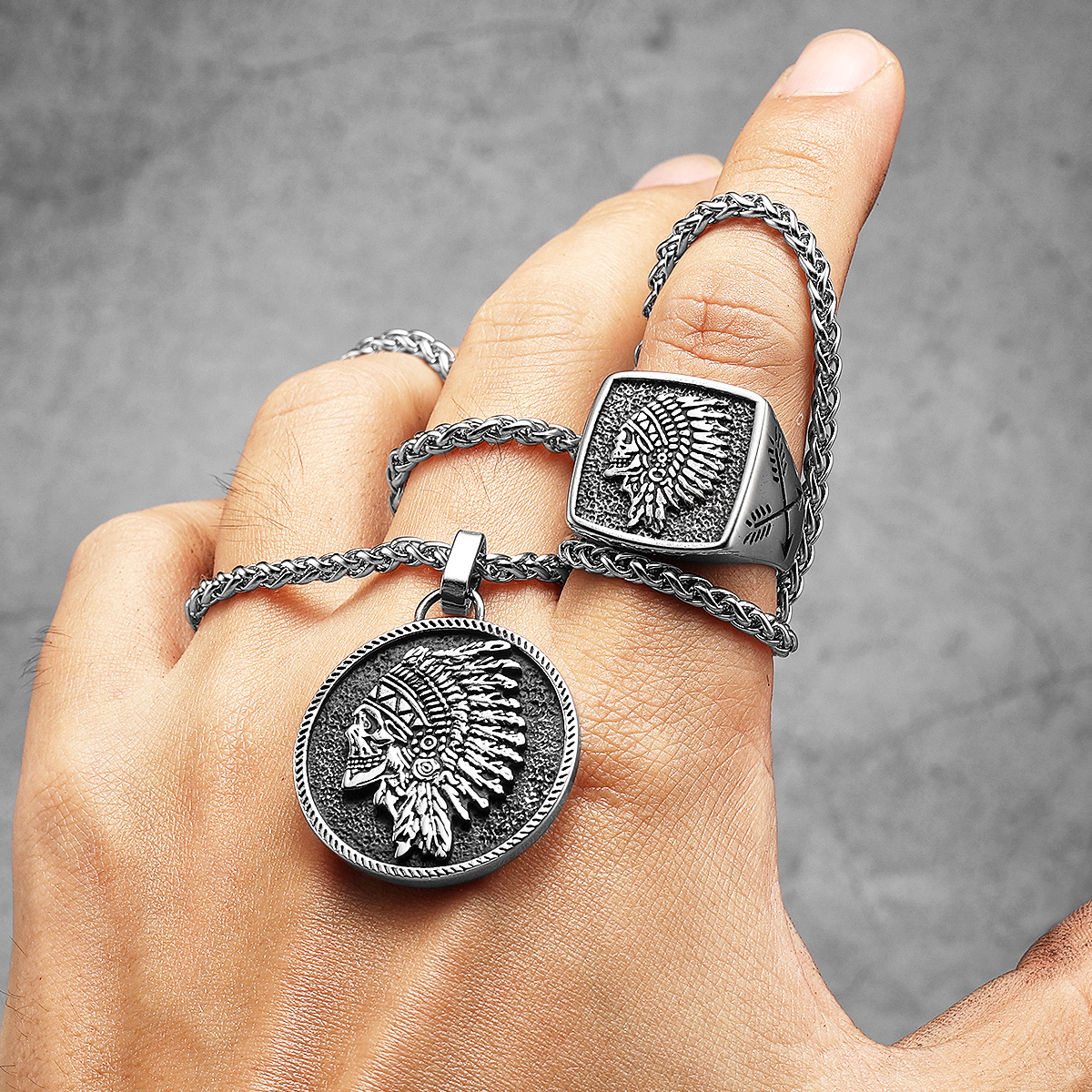 Anillos de calavera jefe vaquero monstruo para hombre, joyería de acero inoxidable para mujer, cosas geniales Punk Vintage, accesorios de , al por mayor