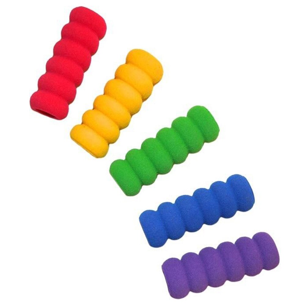 10pcs Handwriting Non Slip Eco-friendly Non-toxic Foam Pen Ridged Lightweight Cap Hand Protection Pencil Grips