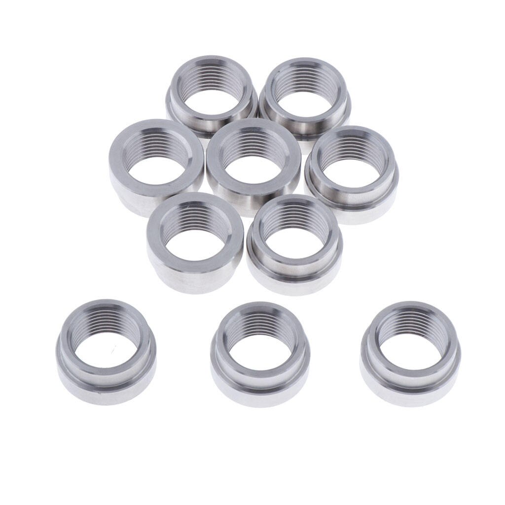 O2 Oxygen Sensor 10pcs/set Weld on Stepped Nut Bung Extension Kits M18x1.5