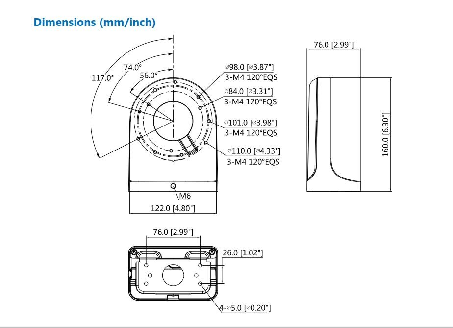 4SETS/PACK PFB203W Water-proof Wall Mount Bracket DH-PFB203W for IP Camera HDCVI Camera CCTV Camera Security Camera Dome Camera