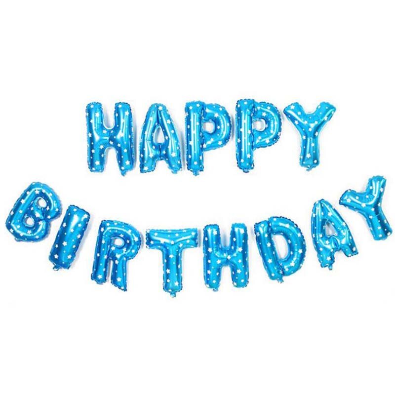 Fargerik gratulerer med dagen bunting bannere 1st bursdagsballonger fest blå rosa 16 tommers aluminiumsdekor folie bokstaver festrekvisita: Klar