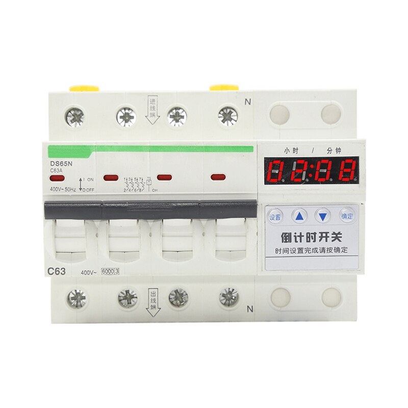 digital intelligent 3 phase 4 wire cutdown timer 32A/ 63A 15000-35000W load circuit breaker with timer 00:01-99:00 hours