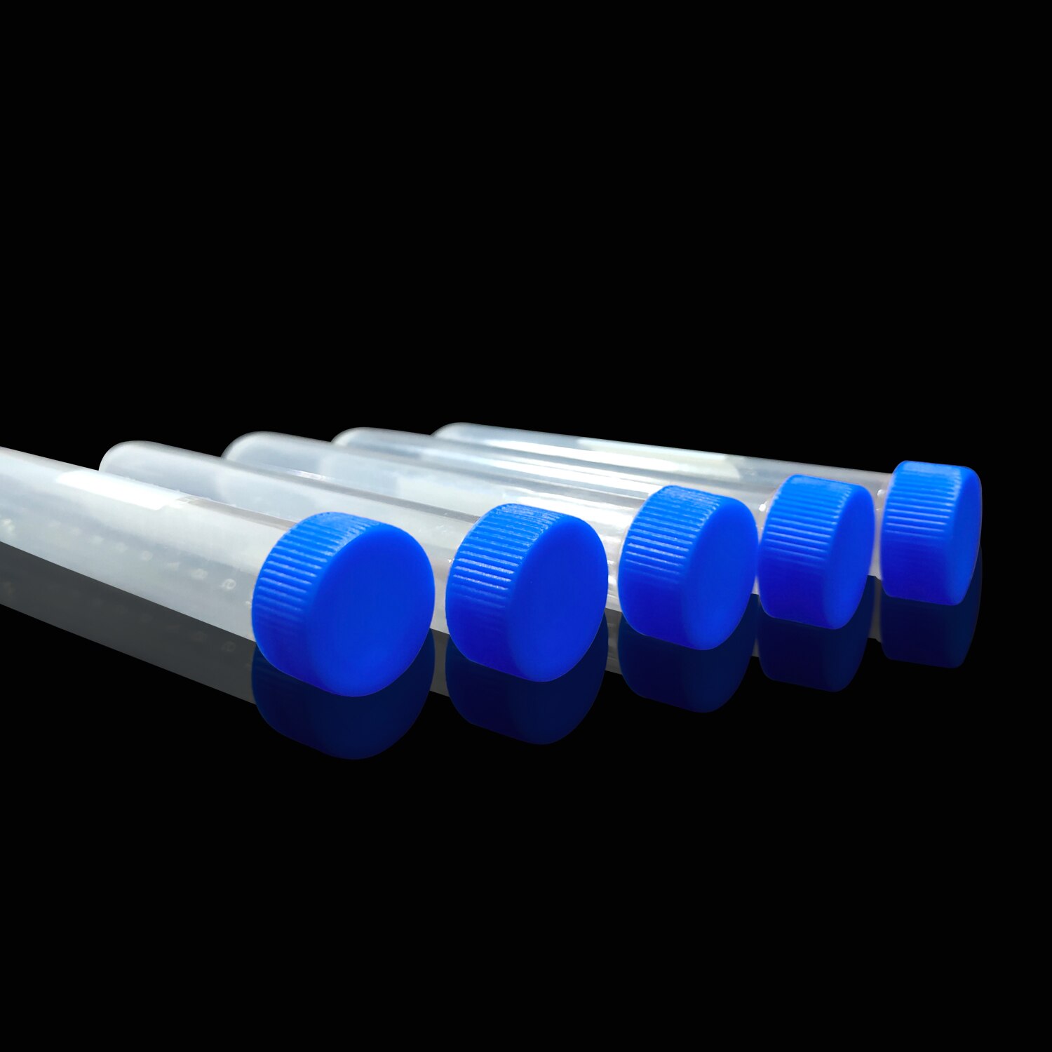 10ml Plastic Centrifuge Tubes, Round Bottom, Graduated Marks, blue Screw Cap, Pack of 100pcs