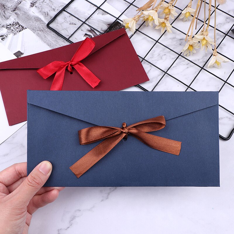 1 ud. 22*11cm Sobres de papel de perla de lazo clásico para boda sobre de invitación sobre de 4 colores