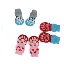 Mooie 4 Stuks Huisdieren Honden Sokken Poten Printing Puppy Honden Pet Knits Sokken Anti Slip Skid Bottom Kat Sokken 3 kleur selectie