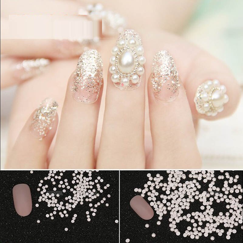 2mm/3mm/4mm mooie witte plastic halve cirkels platte parel nagelkunst decoratie diy telefoon accessoires make-up tool