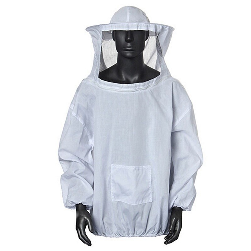 Biavl dragt biavl beskyttelsesdragt tøj jakke praktisk beskyttende biavl tøj slør kjole med hat udstyr udstyr dragt: Hvid