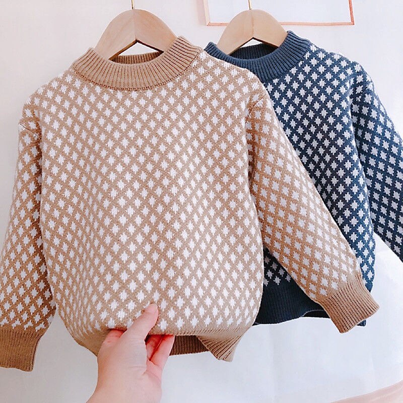 Suéter fino para niños y niñas, ropa de primavera, nueva de punto, camisas para niños, disfraz infantil cálido de