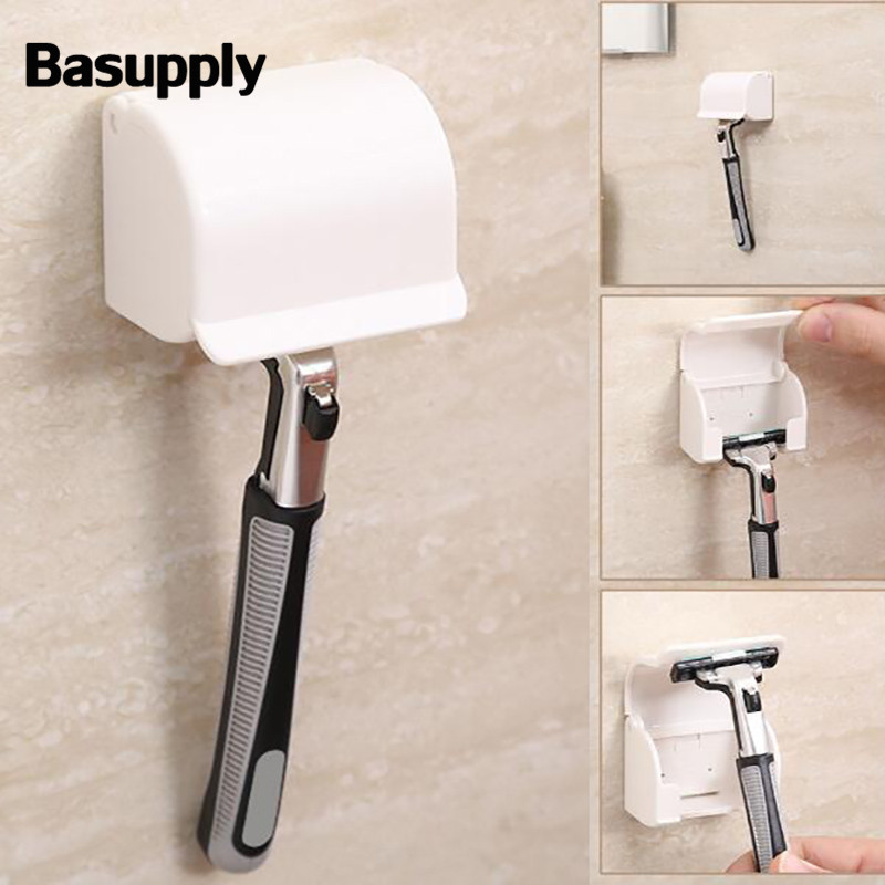 Basupply – porte-rasoir mural, 1 pièce, pour salle de bain, support à capuchon, accessoires de salle de bain
