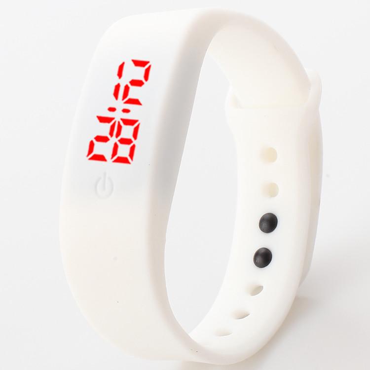 Tike toker, snoepkleurige heren- en dameshorloges met rubberen led-leds, kinderhorloges met datum, armband, digitaal sporthorloge voor studenten: Wit