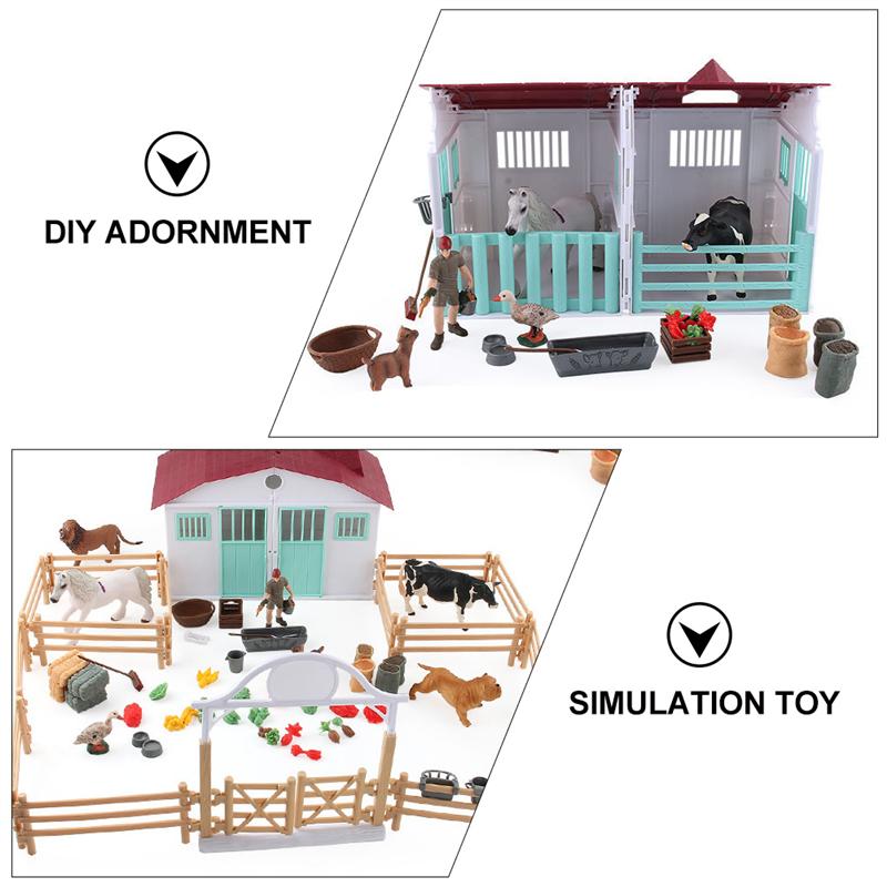 1 Set Farm Scene Model Toy Simulation House Model DIY Adornment Model Kids Toy Farm Scene Model