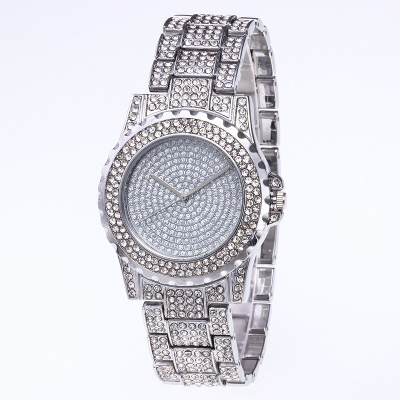 Kristallen dameshorloges, quartzhorloge voor dames, casual polshorloge met strass, reloje mujer relogio feminino dameshorloge: Zilver