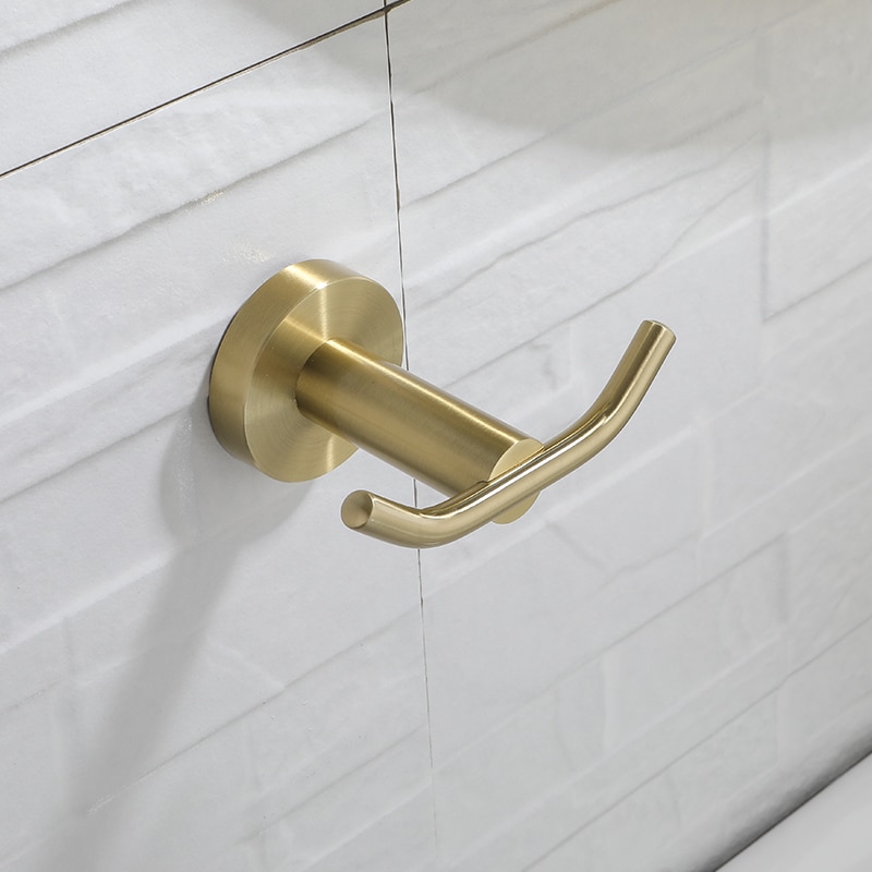 Børstet guld rund håndklædering enkelt håndklædestang toilet køkkenpapirholder morgenkåbe håndklæde knager til badeværelsestilbehør sæt