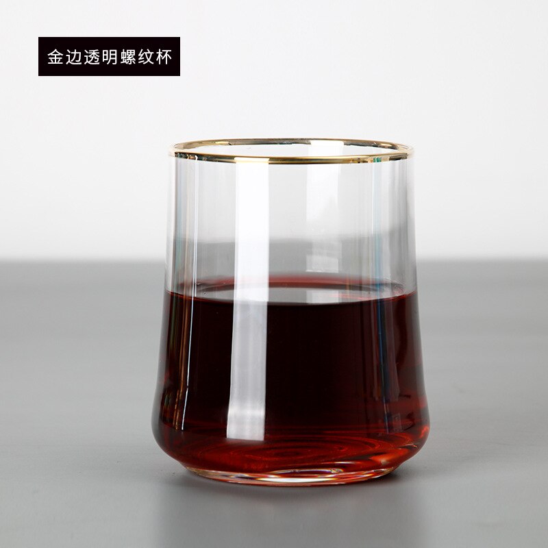 Taza de agua de vidrio Simple para el hogar, vaso de té de Vidrio colorido , bebida fría de jugo, whisky, juego de vino de cerveza: Transparent gold