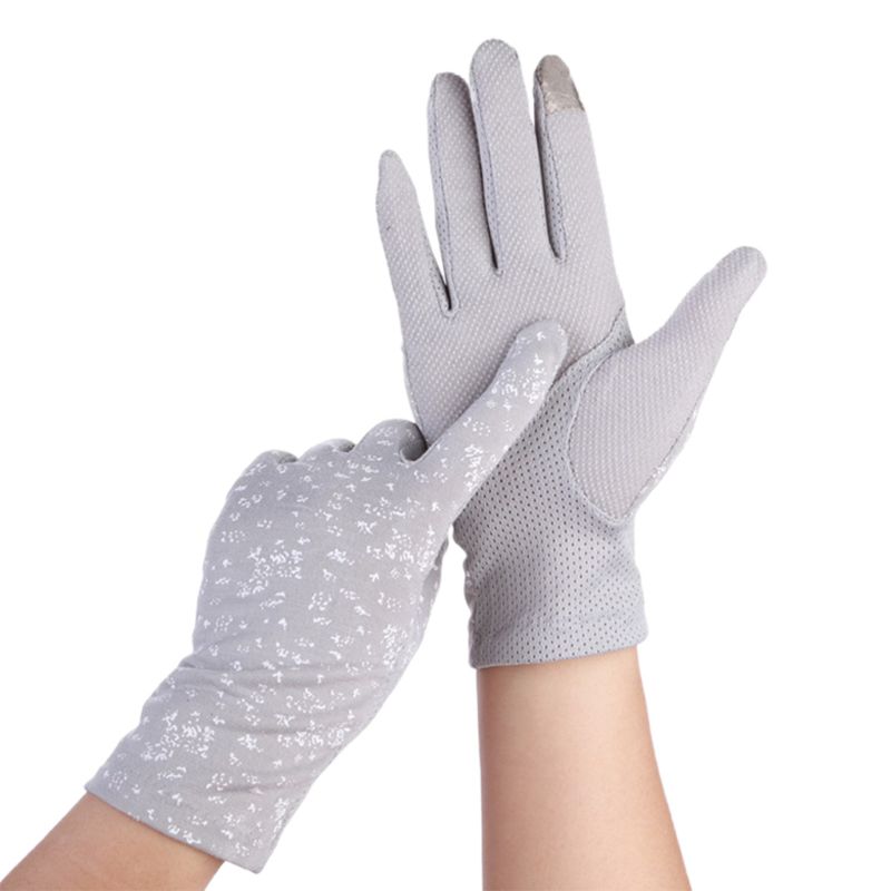 Verão feminino floral touchscreen luvas de malha antiderrapante protetor solar luvas de condução luvas de verão: LGY
