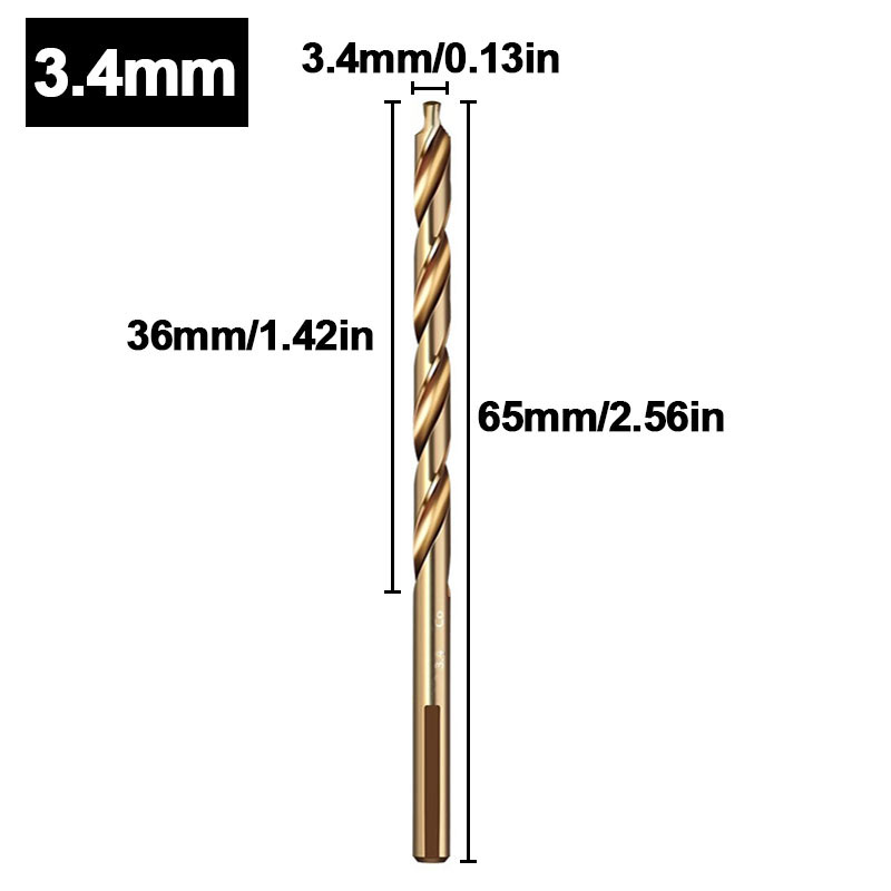 Broca helicoidal escalonada de cobalto, taladro de vástago recto de acero de alta velocidad M35 (3-13 mm) para metal, acero inoxidable y hierro