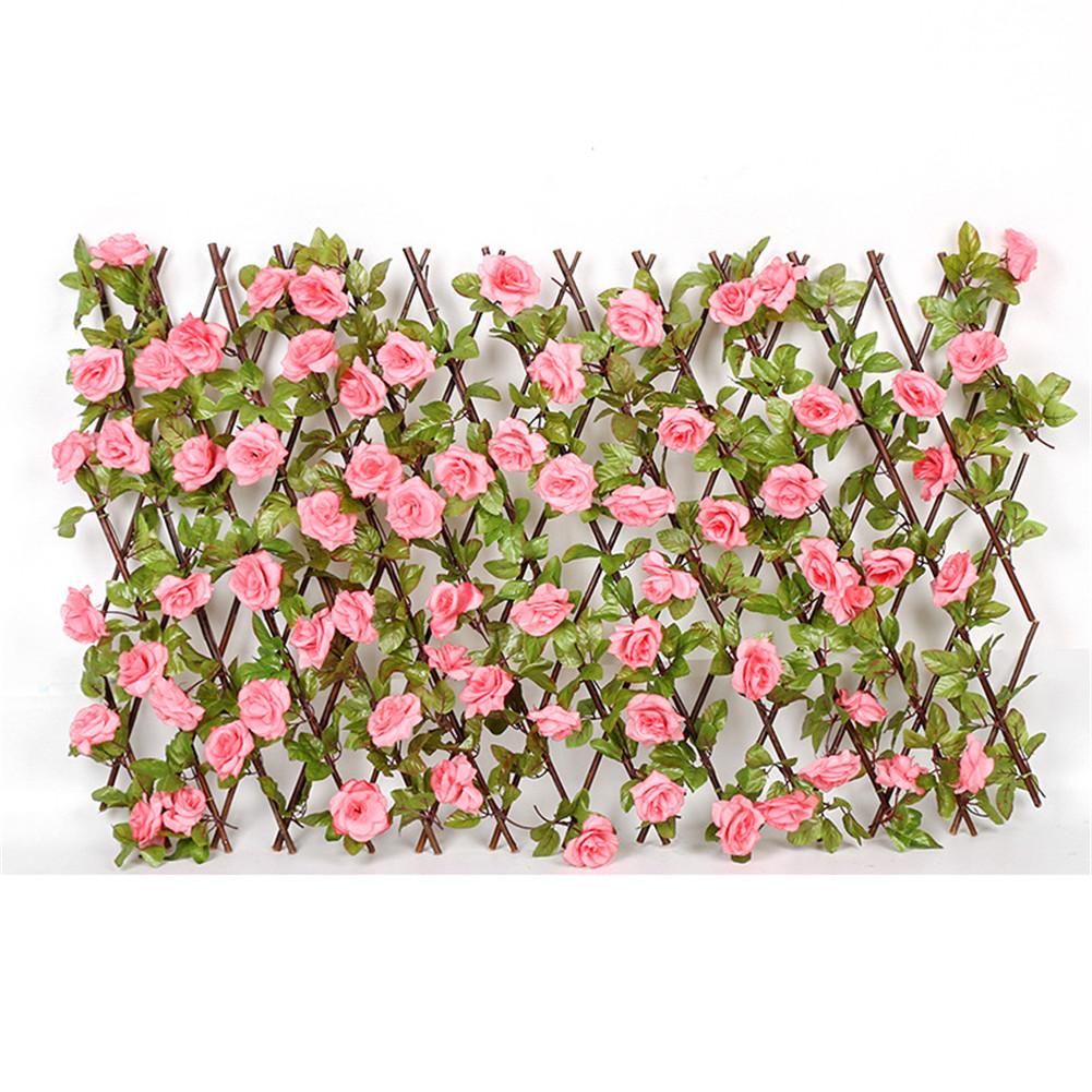 Simulation clôture filet haie en bois avec fleurs artificielles feuilles décoration de jardin criblage écran en expansion clôture rétractable: Big A