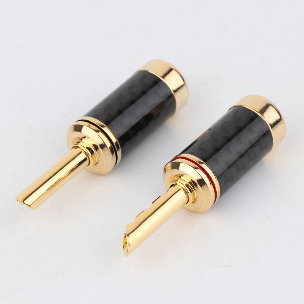 8 Uds Hifi BFA conector banana chapado en oro/rodio cable de altavoz de audio de fibra de carbono conector banana