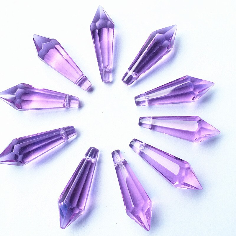 20 pièces/lot 36mm violet glaçon goutte lustre prisme pièces cristal AAA verre suspendu pendentif pour décoration de lampe + anneaux gratuits