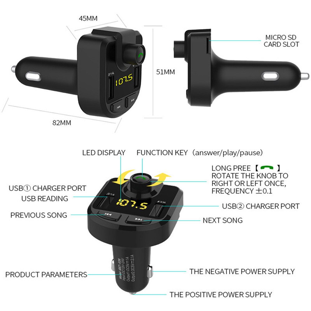 LCD affichage numérique Bluetooth voiture FM transmetteur sans fil adaptateur Radio USB chargeur lecteur Mp3 Esolom Bluetooth FM transmetteur