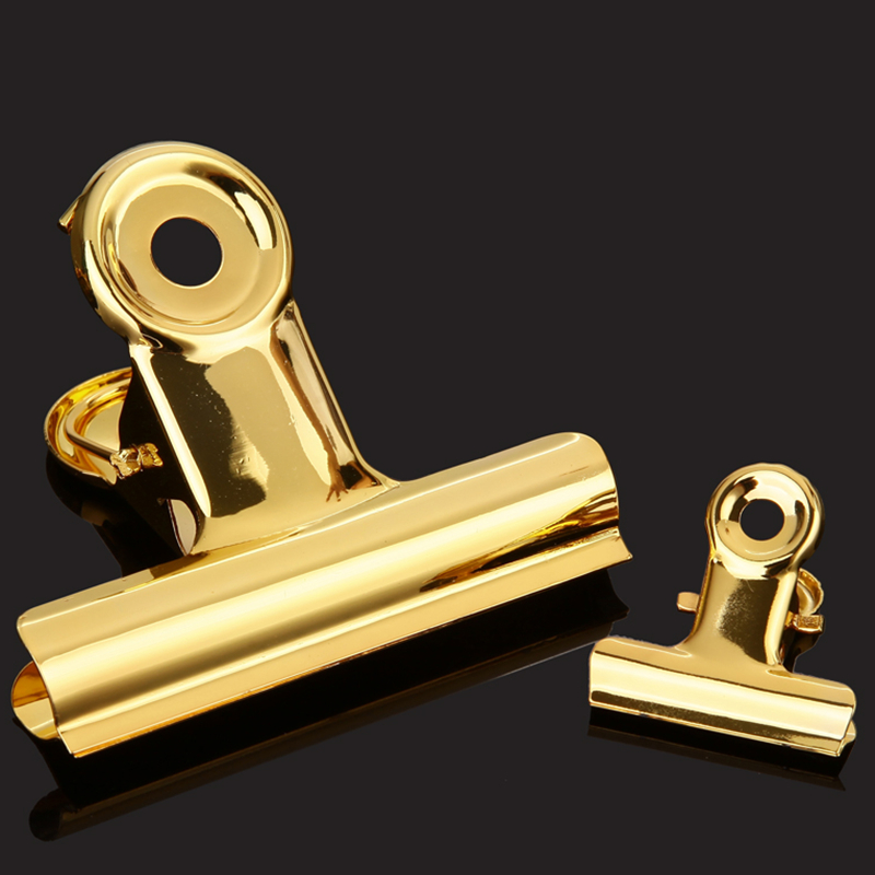 1Pc 30 75MM Round Metal Grip Clips Gold Bulldog Book Clip Stainless Steel Ticket Clamp Photo Holder Office Stationery Supplies