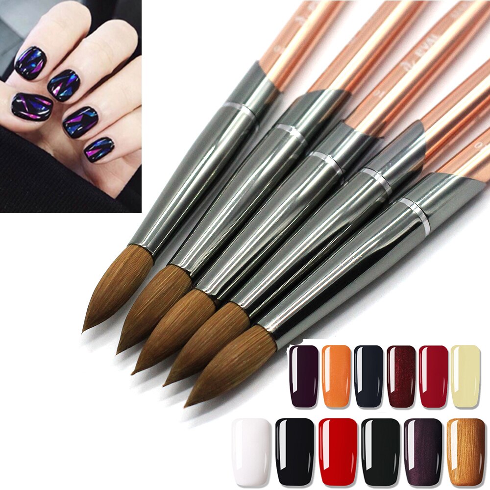 Eval Nail Brush Kolinsky Sable Nail Paint Brush UV Gel Acrylic Nail Art Brush Set Nail Beauty Tools