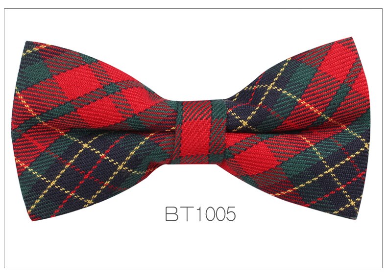 Nœud papillon à carreaux de Style anglais pour hommes et femmes, décontracté coton, ajustable, pour garçons et filles, pour mariage: BT1005