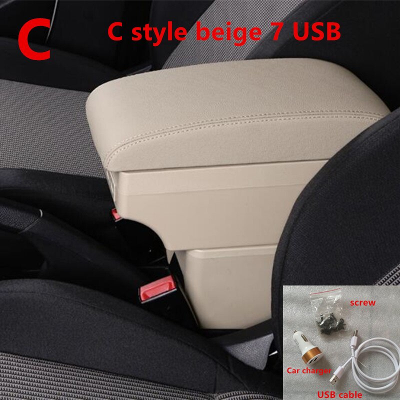 Pour Clio 4 accoudoir boîte magasin central boîte de contenu avec interface USB: C Style Beige
