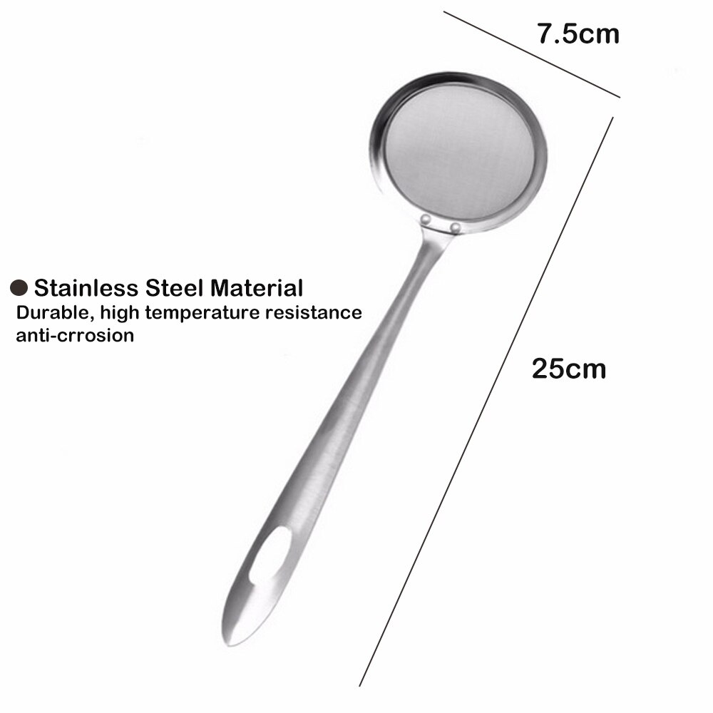 Stainless Steel Skimmer Spoon Fat Skimmer Spoon Fine Mesh Strainer Ladle Oil-Frying Filter Spoon for Kitchen Frying Food