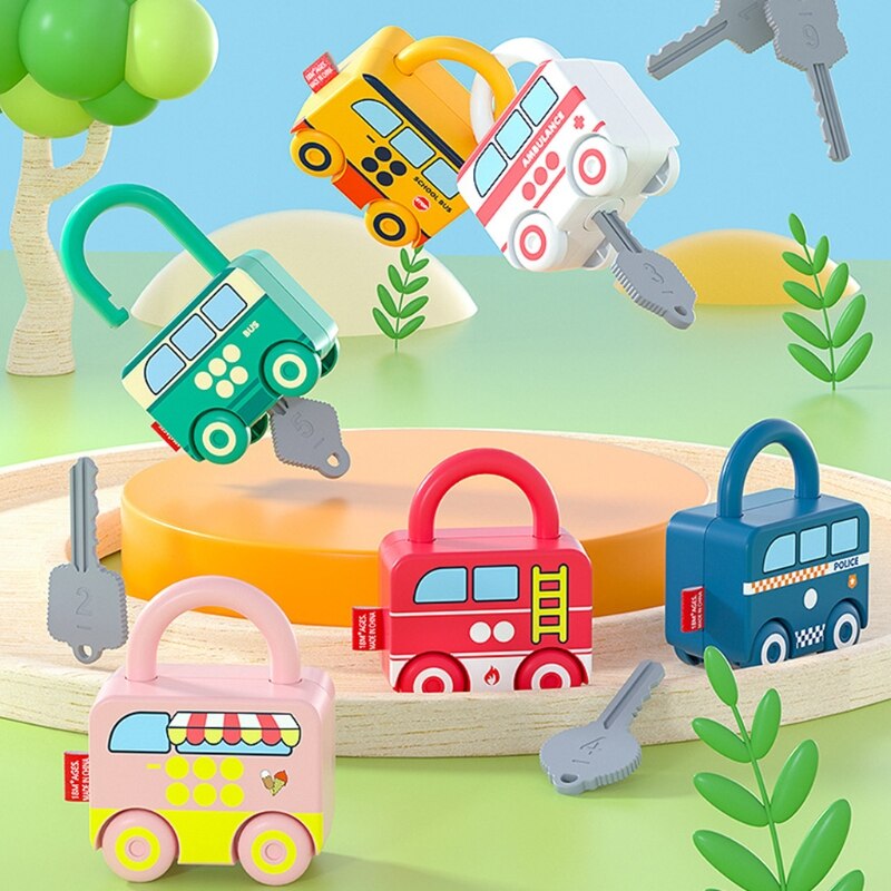 Juego de emparejamiento de candados de aprendizaje para niños, juego portátil Simple, juguetes interactivos para niños