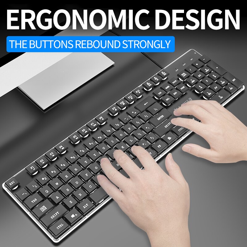 EWEADN Gaming keyboard Wired Gaming Mouse Kit 104 Keycaps With RGB Backlight keyboard Gamer Ergonomic Silent For Laptop