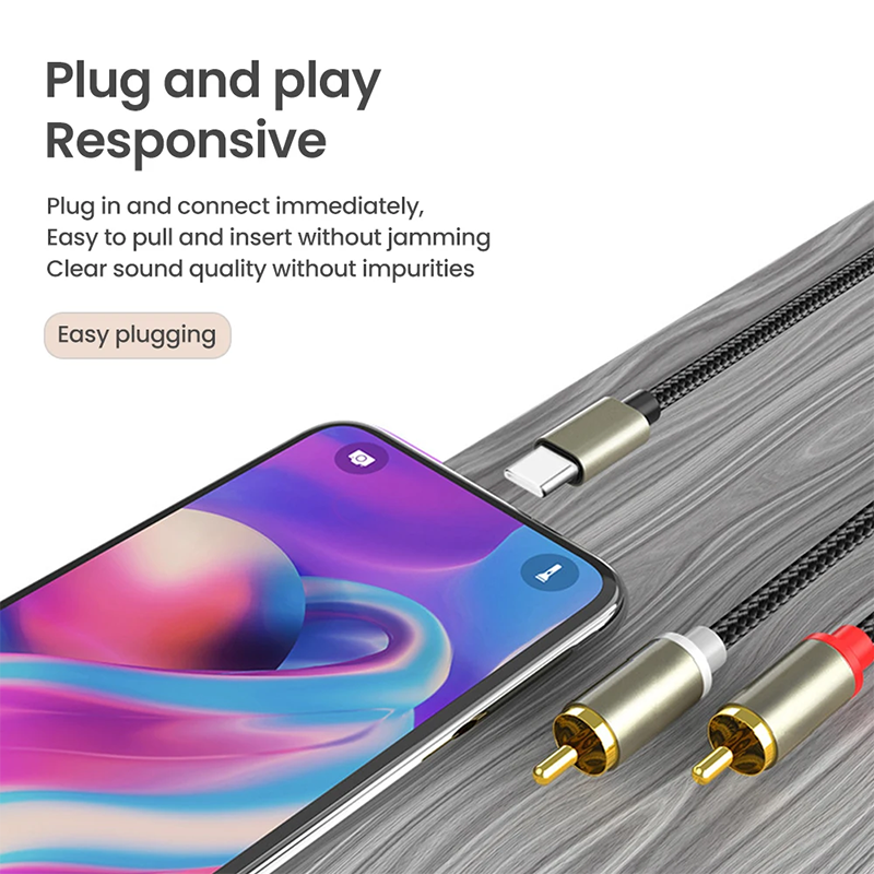 Cable RCA de 3,5mm, conector tipo C a 2 RCA, Cable de Audio auxiliar de 3,5mm a 2 RCA, adaptador macho divisor para TV Box, apple tv, altavoz