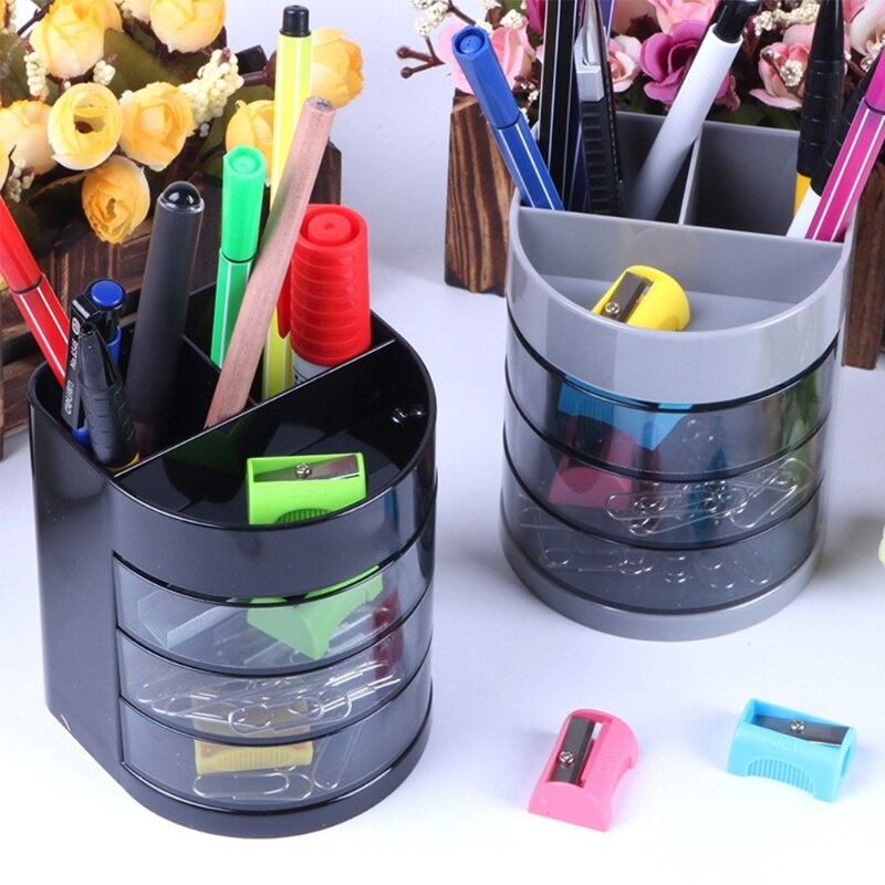 Multifunctionele pen potloodhouder drielaags bureau lade organizer schrijfwaren