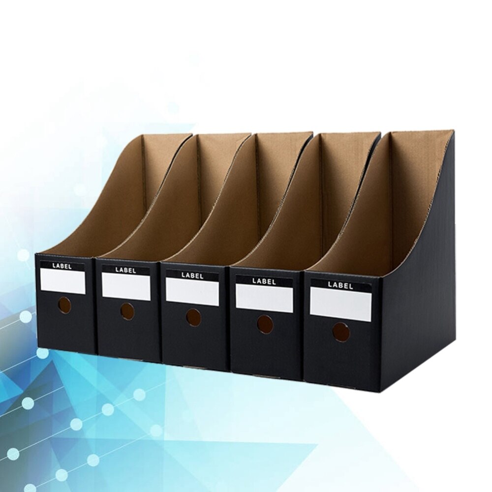 5 Pcs Tijdschrift Bestand Houder Waterdicht Nuttig Papier Desk Organizer Slaapzaal Student Bestand Opslag Houder-26X9Cm (Mat Zwart)