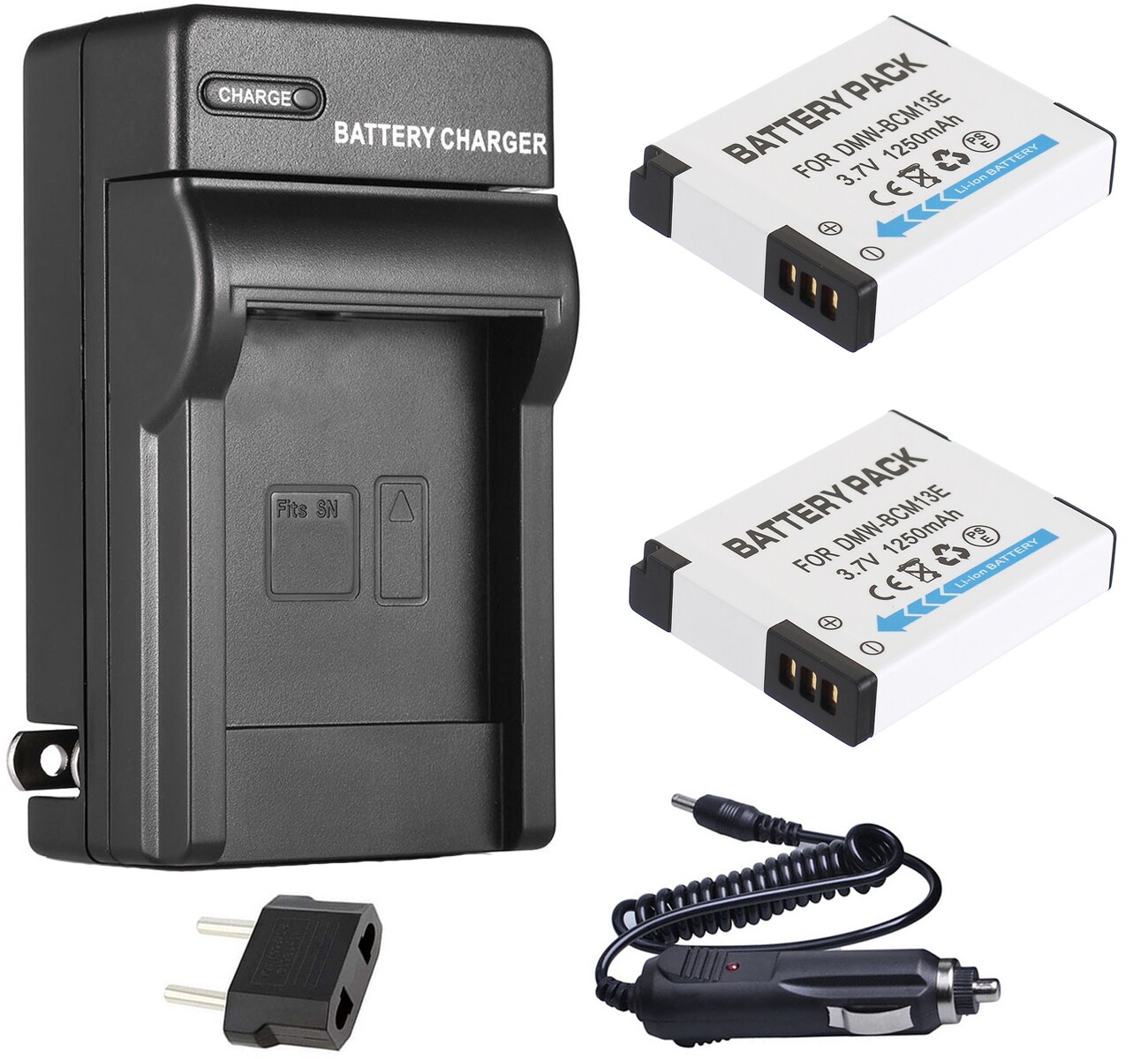 Batterie (2-Pack) + chargeur pour Panasonic Lumix DMC-TZ40, DMC-TZ41, DMC-TZ60, DMC-TZ61, DMC-TZ70, DMC-TZ71, appareil photo numérique: 2B and Wall Charger