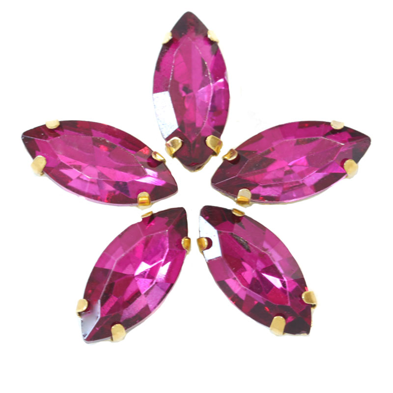 Paardenoog, veelkleurige kristal, naai-op strass-steentjes, navette, vele maten, naai-strass-steentjes met gouden klauw voor trouwjurk  e7073
