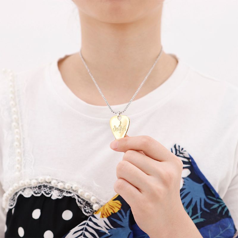 Heren dames gitaar plectrum ketting met verstelbare ketting roestvrij staal muziek