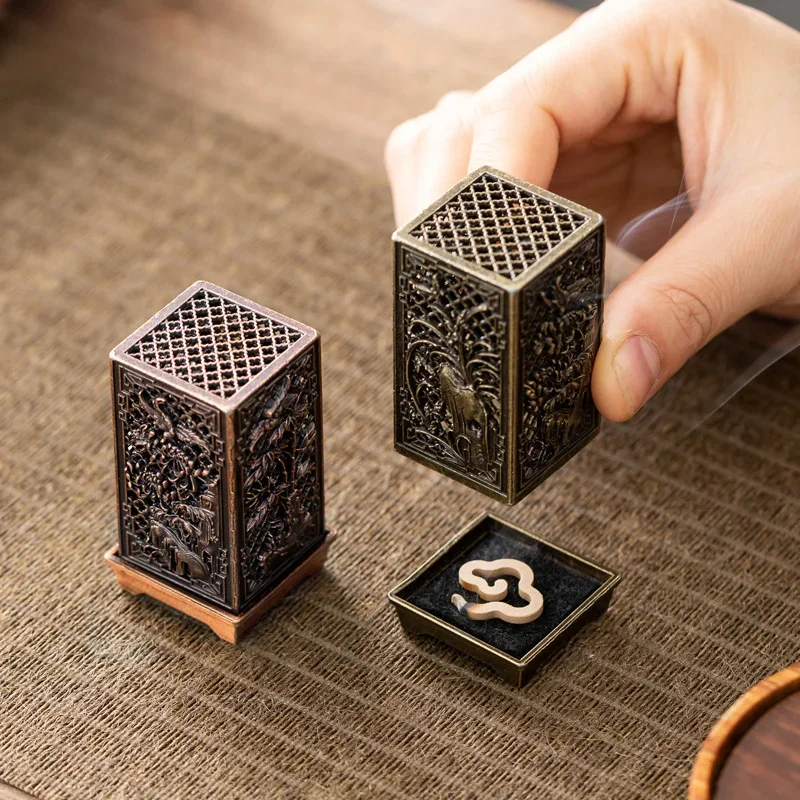Brûleur d'encens Vertical carré, petit porte-encens en alliage Xiangyun, aromathérapie intérieure, ornement de maison, brûleurs d'encens en prune chinoise