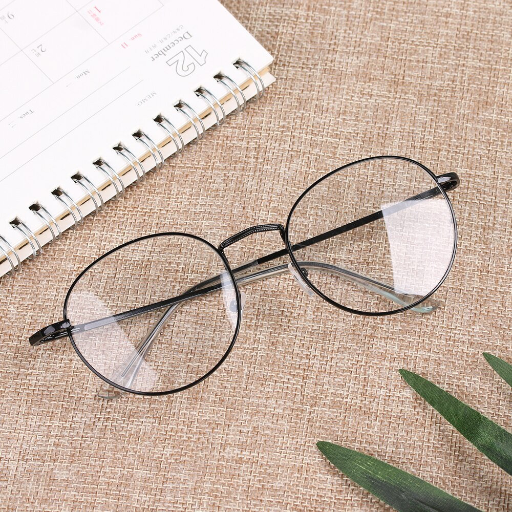 Round Metal Frame Reading Glasses Unisex Ultralight No Degree Eyeglasses Eyewear Vintage Women Men Vision Care